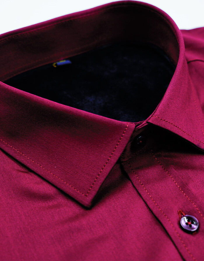 保羅保暖襯衫 加絨加厚免燙長袖襯衣，酒紅色40碼植絨工藝解析